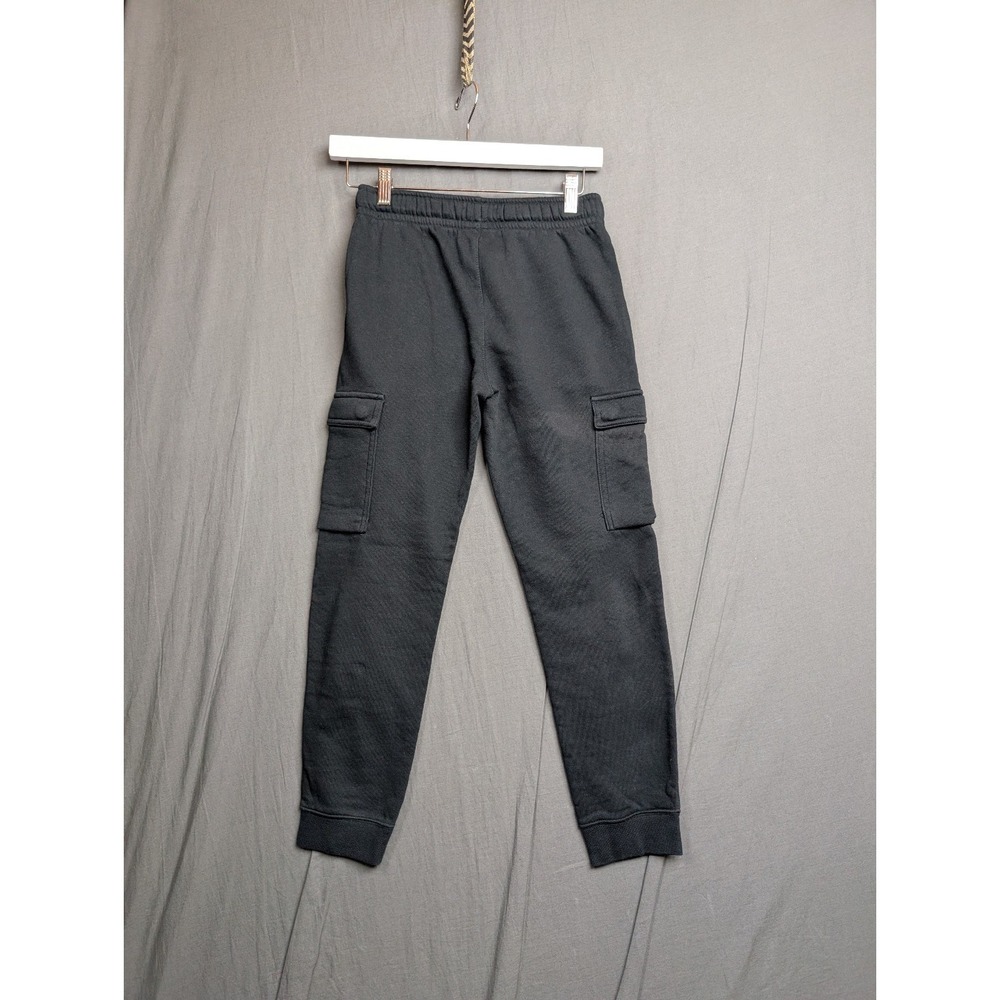 Nike Kids Black Fleece Cargo Jogger Sweatpants Standard Fit Medium Logo Pants - Picture 5 of 7